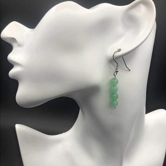 Light Green Gemstone Earrings - Picture 3 of 4